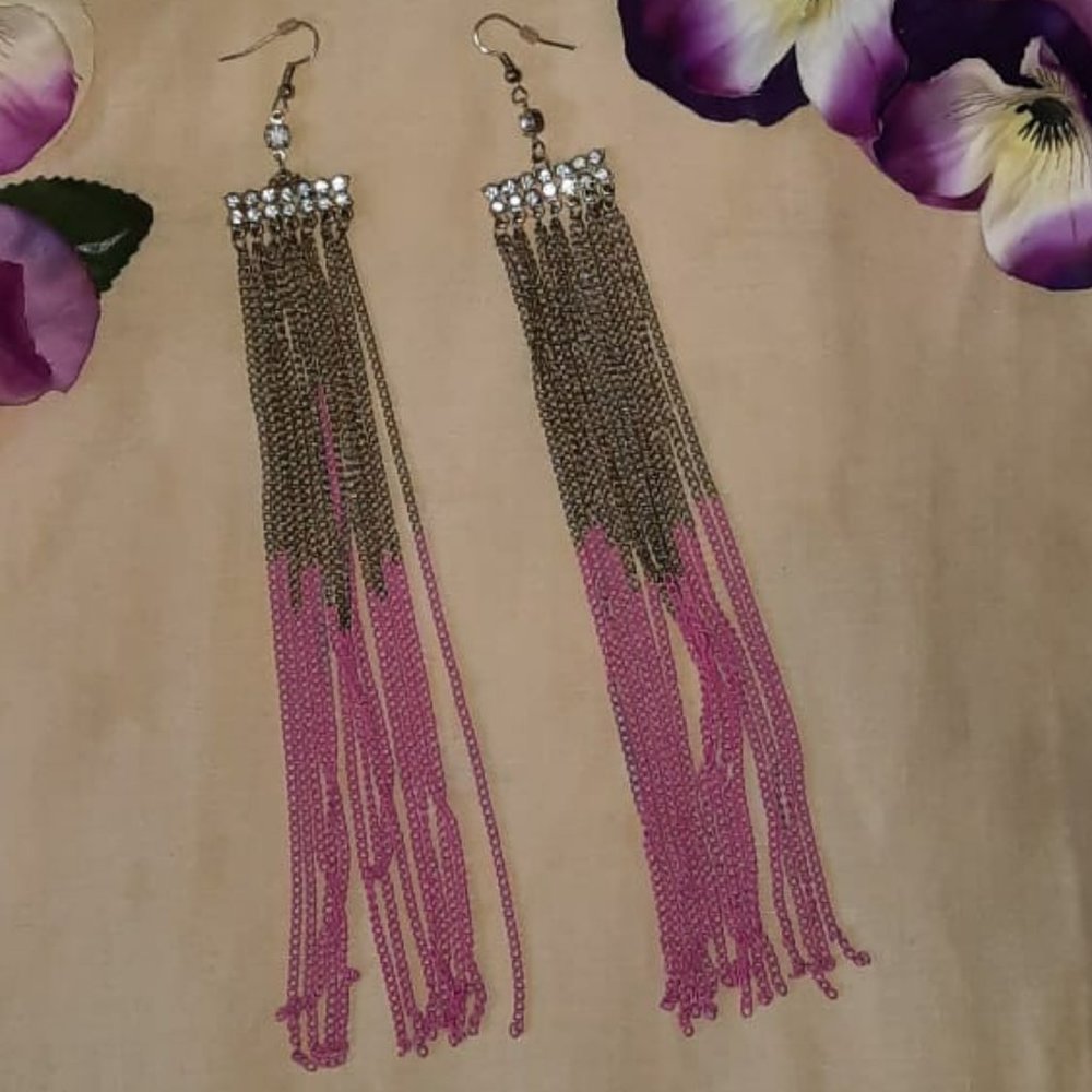 Long pink pair of earrings